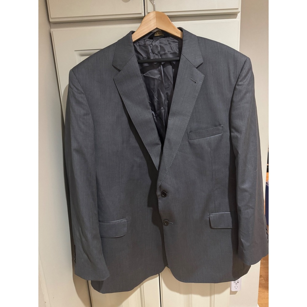 Jos A Bank Signature Gold Gray Striped Two Button Blazer Jacket Size 50R